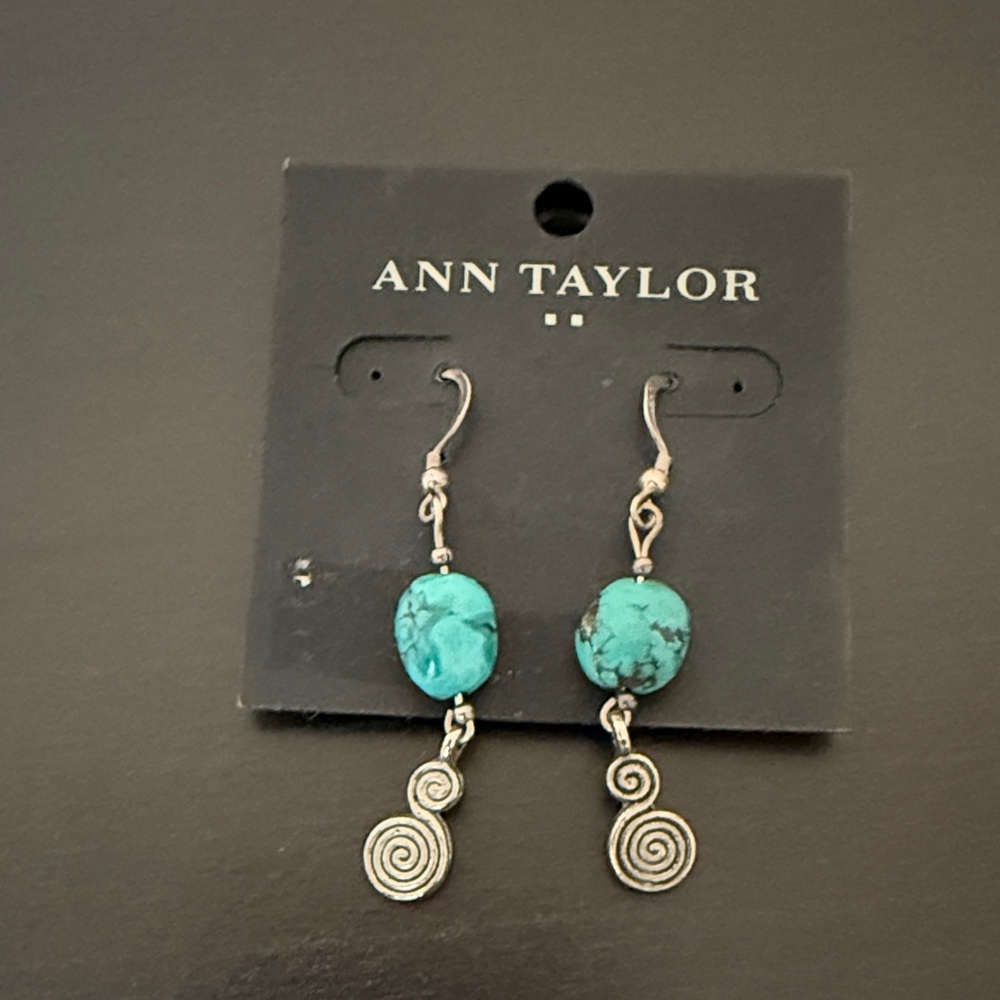 Ann Taylor Blue and Silver Spiral Earrings